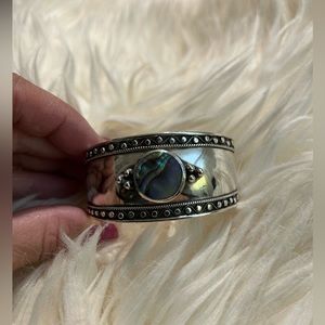 Silver and abalone cuff bracelet